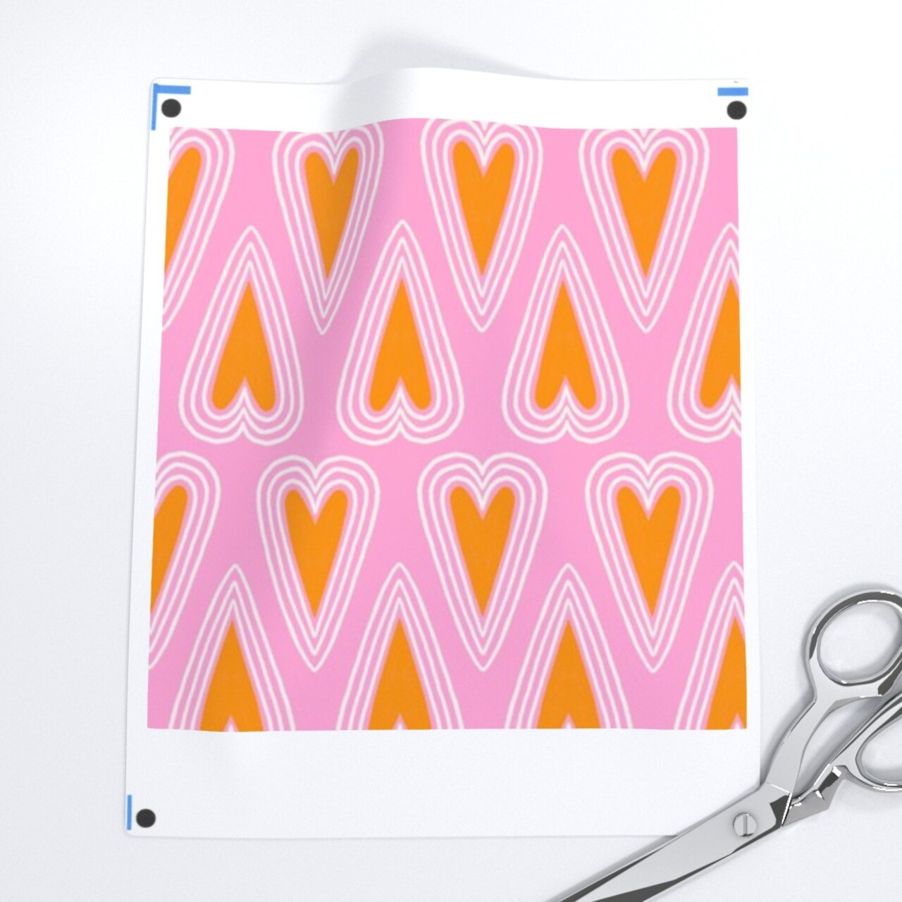 Hearts Pink Whimsical Valentine'S Day Cute Orange Valentine Custom Printed Fabric by Spoonflower Various Fabrics by the Yard or Fat Quarter